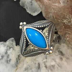 Carolyn Pollack Sterling Marquise Sleeping Beauty Turquoise Ring For Women